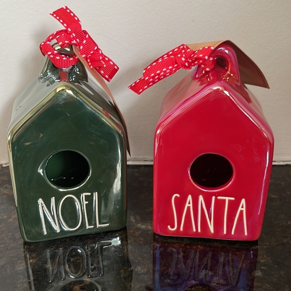 Rae Dunn - NOEL/SANTA/MERRY/XMAS - iridescent birdhouse set - Picture 2 of 3